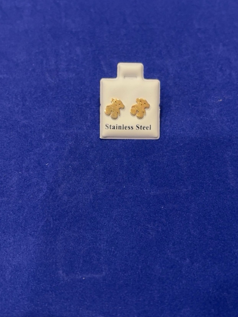 Gold Stainless Steel Bear Stud Earrings - Women Jewelry Earrings